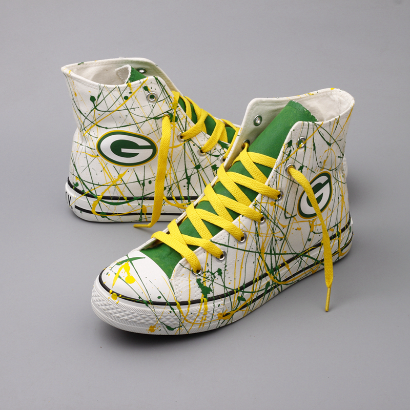 Women's NFL Green Bay Packers Repeat Print High Top Sneakers 006